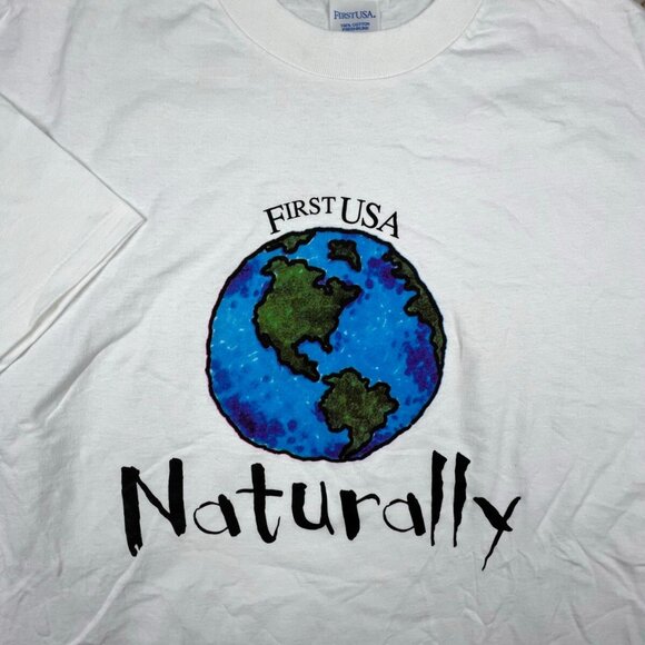Vintage First USA Earth Naturally White T Shirt XL Short Sleeve Planet Graphic - Picture 2 of 14